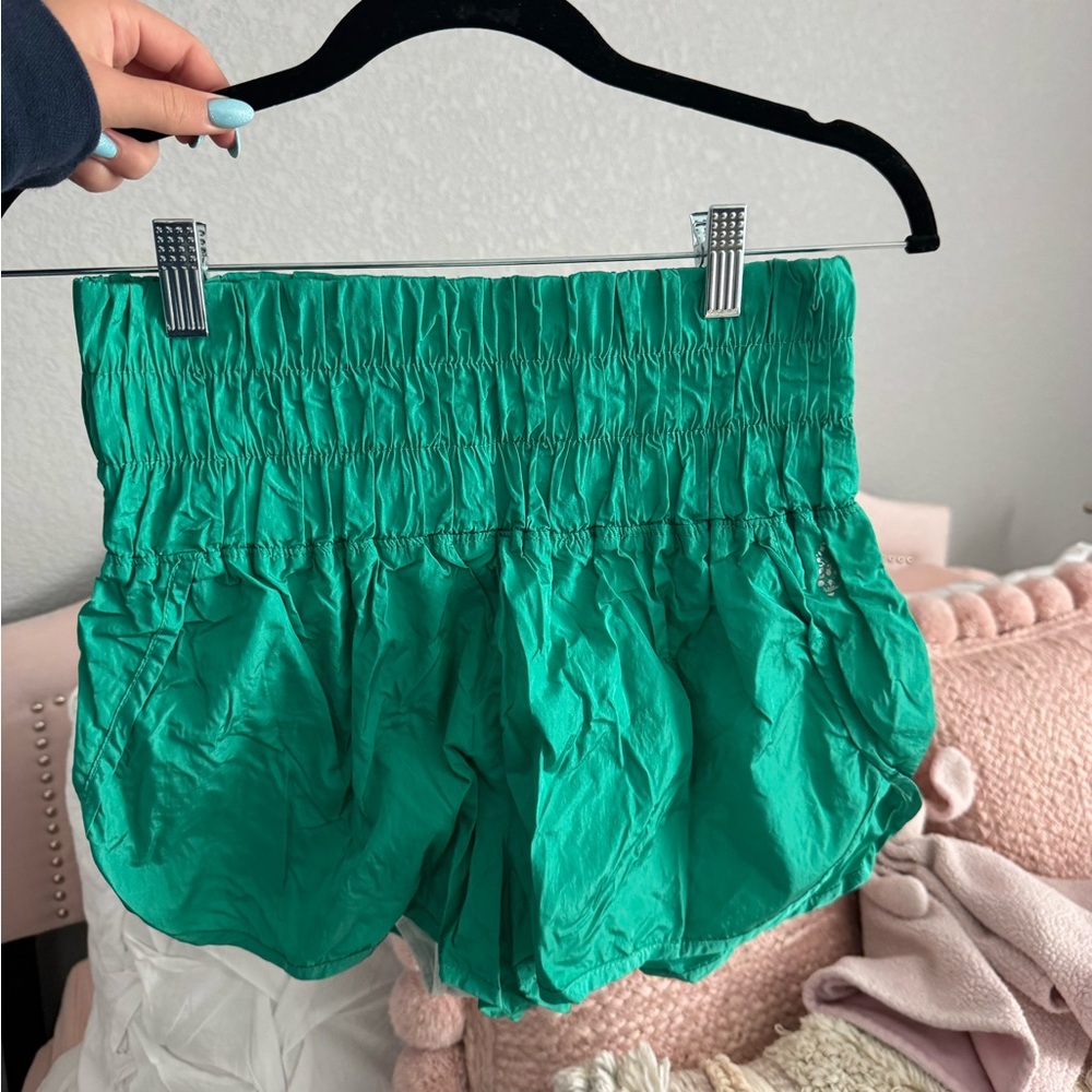 Free People Green Athletic Shorts with Elastic Waistband